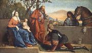 Vincenzo Catena A Muslim Warrior Adoring the Infant Christ and the Virgin oil painting reproduction